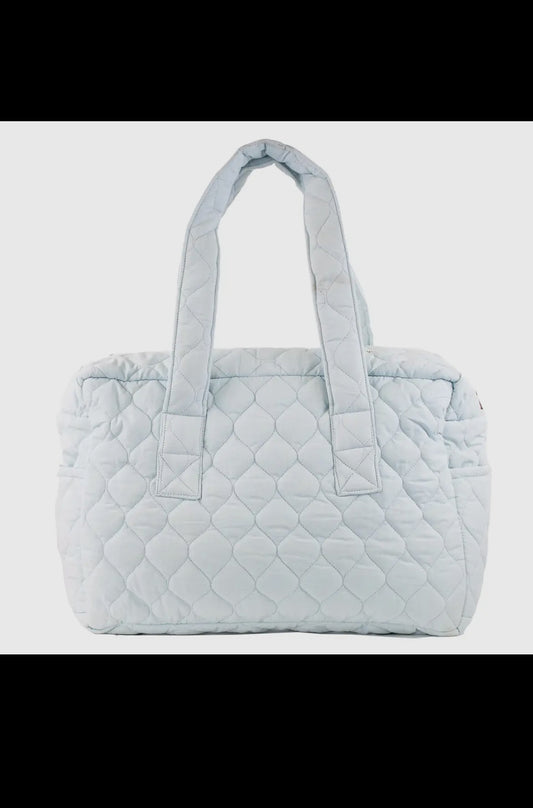 Karoline Quilted Overnight Bag in Ice Blue