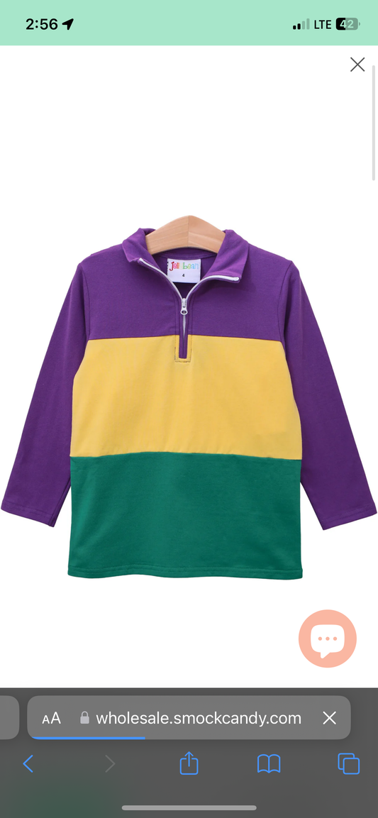 Mardi Gras Color Block Pullover